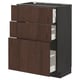 METOD / MAXIMERA Base cabinet with 3 drawers, black/Sinarp brown, 60x37 cm