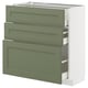 METOD / MAXIMERA Base cabinet with 3 drawers, white/Axstad grey-green, 80x37 cm