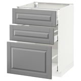 METOD / MAXIMERA Base cabinet with 3 drawers, white/Bodbyn grey, 60x60 cm