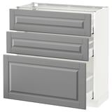 METOD / MAXIMERA Base cabinet with 3 drawers, white/Bodbyn grey, 80x37 cm