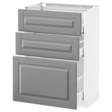 METOD / MAXIMERA Base cabinet with 3 drawers, white/Bodbyn grey, 60x37 cm
