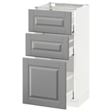 METOD / MAXIMERA Base cabinet with 3 drawers, white/Bodbyn grey, 40x37 cm