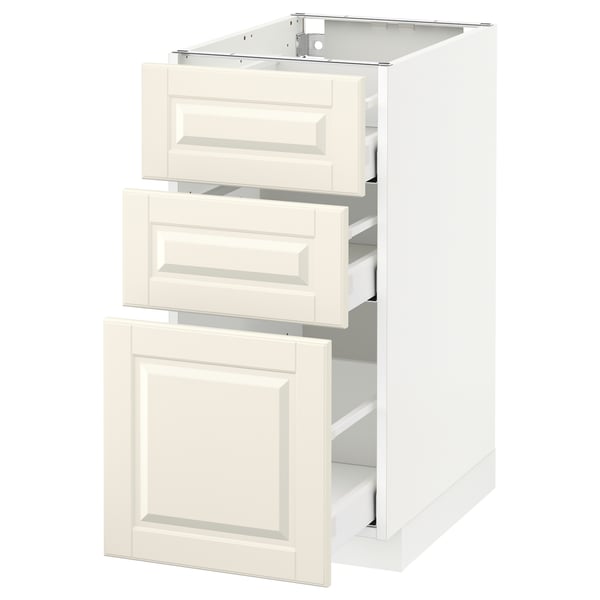 METOD / MAXIMERA Base cabinet with 3 drawers, white/Bodbyn off-white, 40x60 cm