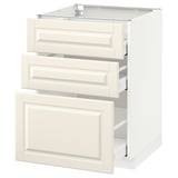 METOD / MAXIMERA Base cabinet with 3 drawers, white/Bodbyn off-white, 60x60 cm