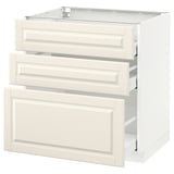 METOD / MAXIMERA Base cabinet with 3 drawers, white/Bodbyn off-white, 80x60 cm