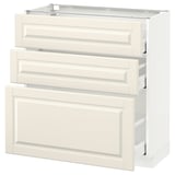 METOD / MAXIMERA Base cabinet with 3 drawers, white/Bodbyn off-white, 80x37 cm
