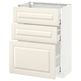 METOD / MAXIMERA Base cabinet with 3 drawers, white/Bodbyn off-white, 60x37 cm