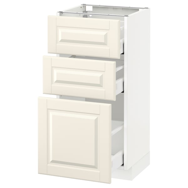 METOD / MAXIMERA Base cabinet with 3 drawers, white/Bodbyn off-white, 40x37 cm