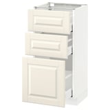 METOD / MAXIMERA Base cabinet with 3 drawers, white/Bodbyn off-white, 40x37 cm