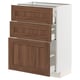 METOD / MAXIMERA Base cabinet with 3 drawers, white Enköping/brown walnut effect, 60x37 cm