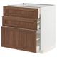 METOD / MAXIMERA Base cabinet with 3 drawers, white Enköping/brown walnut effect, 80x60 cm