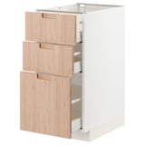 METOD / MAXIMERA Base cabinet with 3 drawers, white/Fröjered light bamboo, 40x60 cm