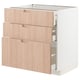 METOD / MAXIMERA Base cabinet with 3 drawers, white/Fröjered light bamboo, 80x60 cm