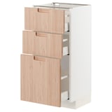 METOD / MAXIMERA Base cabinet with 3 drawers, white/Fröjered light bamboo, 40x37 cm
