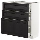 METOD / MAXIMERA Base cabinet with 3 drawers, white/Lerhyttan black stained, 80x37 cm