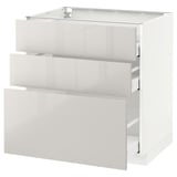 METOD / MAXIMERA Base cabinet with 3 drawers, white/Ringhult light grey, 80x60 cm