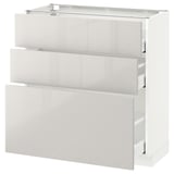 METOD / MAXIMERA Base cabinet with 3 drawers, white/Ringhult light grey, 80x37 cm