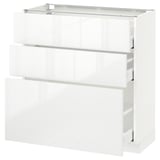 METOD / MAXIMERA Base cabinet with 3 drawers, white/Ringhult white, 80x37 cm