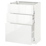 METOD / MAXIMERA Base cabinet with 3 drawers, white/Ringhult white, 60x37 cm