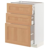 METOD / MAXIMERA Base cabinet with 3 drawers, white/Vedhamn oak, 60x37 cm
