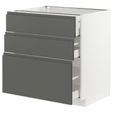 METOD / MAXIMERA Base cabinet with 3 drawers, white/Voxtorp dark grey, 80x60 cm