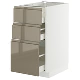 METOD / MAXIMERA Base cabinet with 3 drawers, white/Voxtorp high-gloss dark grey-brown, 40x60 cm
