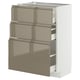 METOD / MAXIMERA Base cabinet with 3 drawers, white/Voxtorp high-gloss dark grey-brown, 60x37 cm