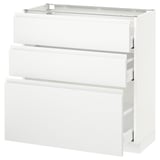 METOD / MAXIMERA Base cabinet with 3 drawers, white/Voxtorp matt white, 80x37 cm