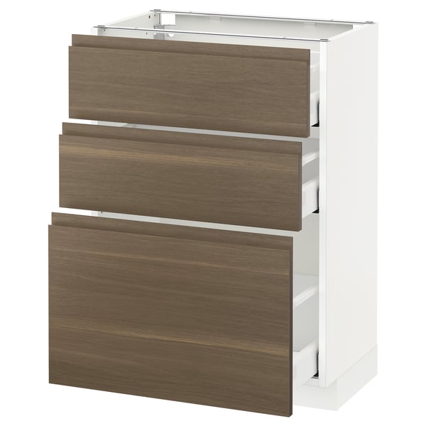 Metod Maximera Base Cabinet With 3 Drawers White Voxtorp