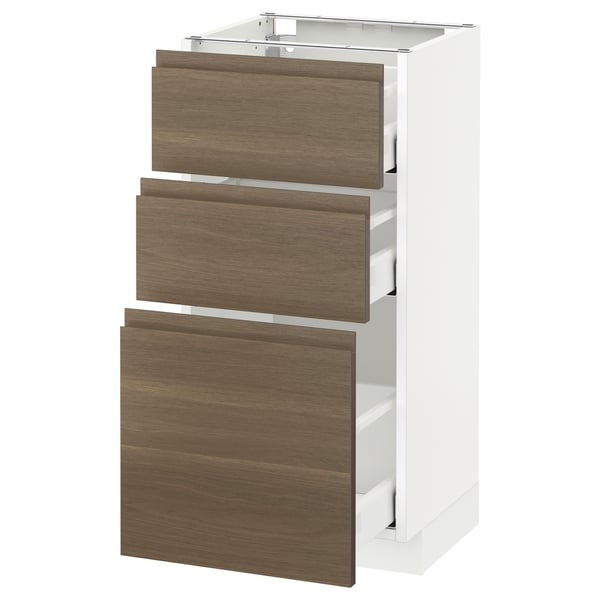 Metod Maximera Base Cabinet With 3 Drawers White Voxtorp