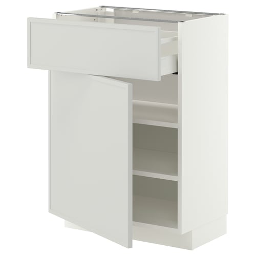 METOD / MAXIMERA Base cabinet with drawer/door, white/Aspudden light grey, 60x37 cm
