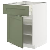 METOD / MAXIMERA Base cabinet with drawer/door, white/Axstad grey-green, 60x60 cm