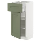 METOD / MAXIMERA Base cabinet with drawer/door, white/Axstad grey-green, 40x37 cm