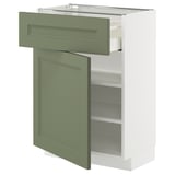 METOD / MAXIMERA Base cabinet with drawer/door, white/Axstad grey-green, 60x37 cm