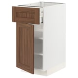 METOD / MAXIMERA Base cabinet with drawer/door, white Enköping/brown walnut effect, 40x60 cm