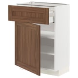 METOD / MAXIMERA Base cabinet with drawer/door, white Enköping/brown walnut effect, 60x37 cm