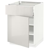 METOD / MAXIMERA Base cabinet with drawer/door, white/Ringhult light grey, 60x60 cm