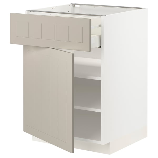 METOD / MAXIMERA Base cabinet with drawer/door, white/Stensund beige, 60x60 cm