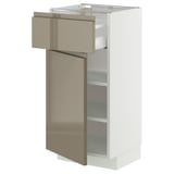 METOD / MAXIMERA Base cabinet with drawer/door, white/Voxtorp high-gloss dark grey-brown, 40x37 cm