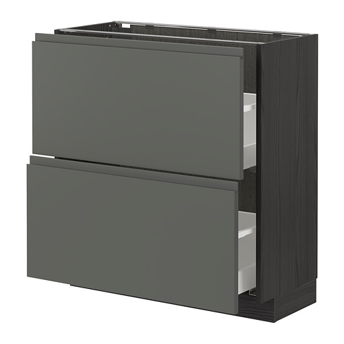 Metod Maximera Base Cabinet With 2 Drawers Wood Effect Black