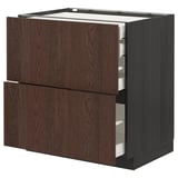 METOD / MAXIMERA Base cb 2 frnts/2 low/1 md/1 hi drw, black/Sinarp brown, 80x60 cm