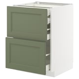 METOD / MAXIMERA Base cb 2 frnts/2 low/1 md/1 hi drw, white/Axstad grey-green, 60x60 cm