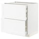 White METOD kitchen cabinet with multiple drawers, sleek design.