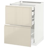 METOD / MAXIMERA Base cb 2 frnts/2 low/1 md/1 hi drw, white/Voxtorp high-gloss light beige, 60x60 cm