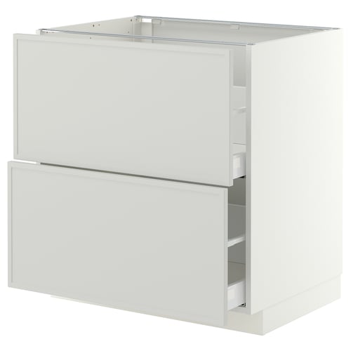 METOD / MAXIMERA Base cb 2 fronts/2 high drawers, white/Aspudden light grey, 80x60 cm