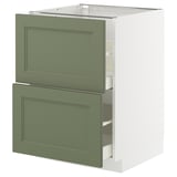 METOD / MAXIMERA Base cb 2 fronts/2 high drawers, white/Axstad grey-green, 60x60 cm