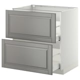 METOD / MAXIMERA Base cb 2 fronts/2 high drawers, white/Bodbyn grey, 80x60 cm