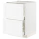 White kitchen cabinet with smooth drawers, classic grain design.