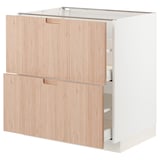 METOD / MAXIMERA Base cb 2 fronts/2 high drawers, white/Fröjered light bamboo, 80x60 cm