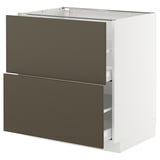 METOD / MAXIMERA Base cb 2 fronts/2 high drawers, white/Havstorp brown-beige, 80x60 cm